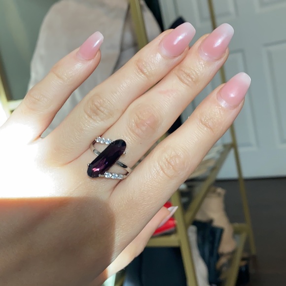 NWT 925 Sterling silver crystal purple stone ring - Picture 4 of 5